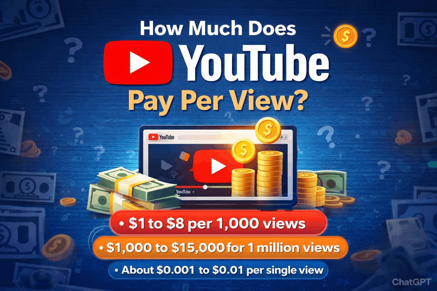 How Much Does YouTube Pay Per View, 1,000 & 1 Million Views in 2026 (Real USD Earnings)