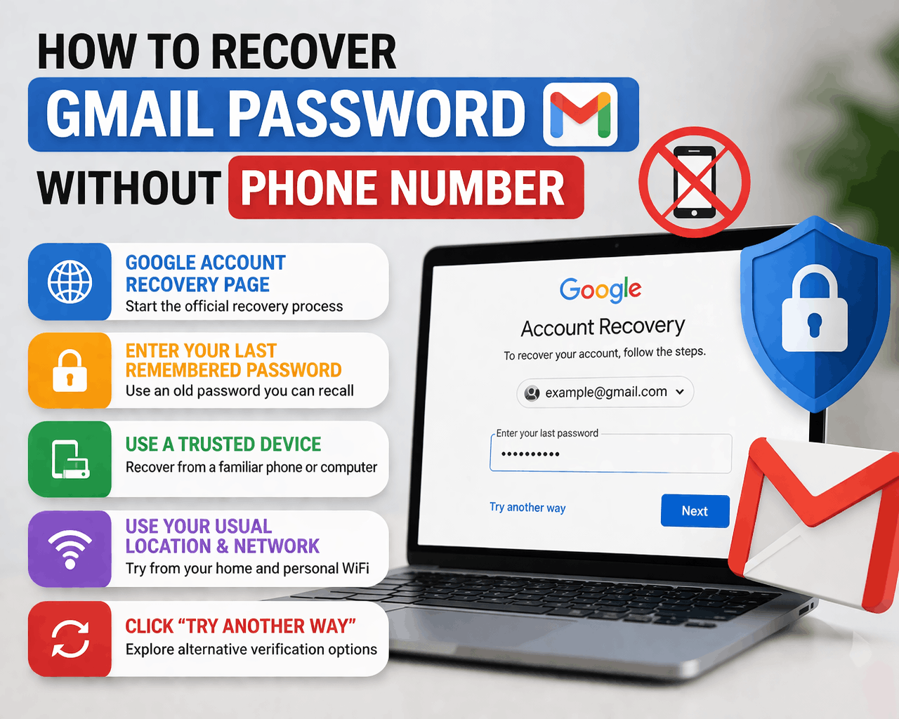 How to Recover Gmail Password Without Phone Number or Recovery Email